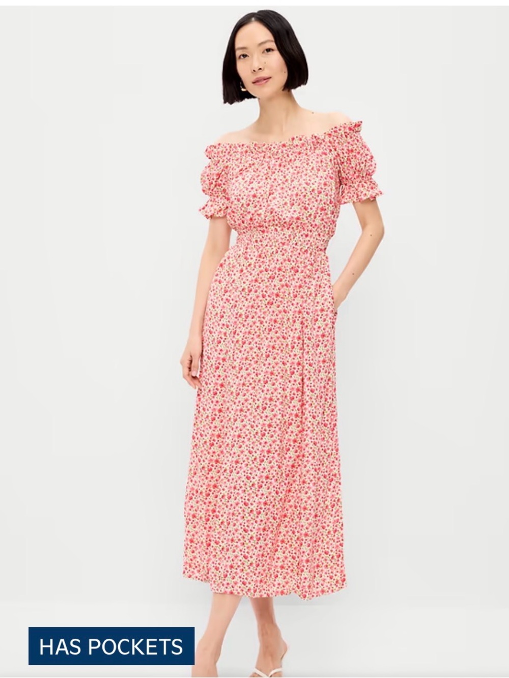 Old Navy off shoulder maxi dress floral XS petite